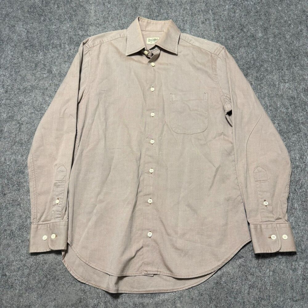 Vintage Gitman Bros Mens M Button Down Shirt Khaki Tan 100% Cotton Made In USA